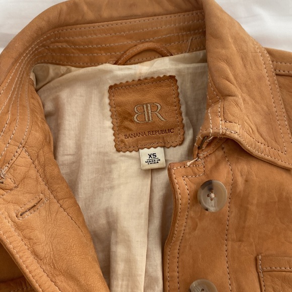 Banana republic Cropped camel leather jacket with 3/4 sleeve - Picture 2 of 6